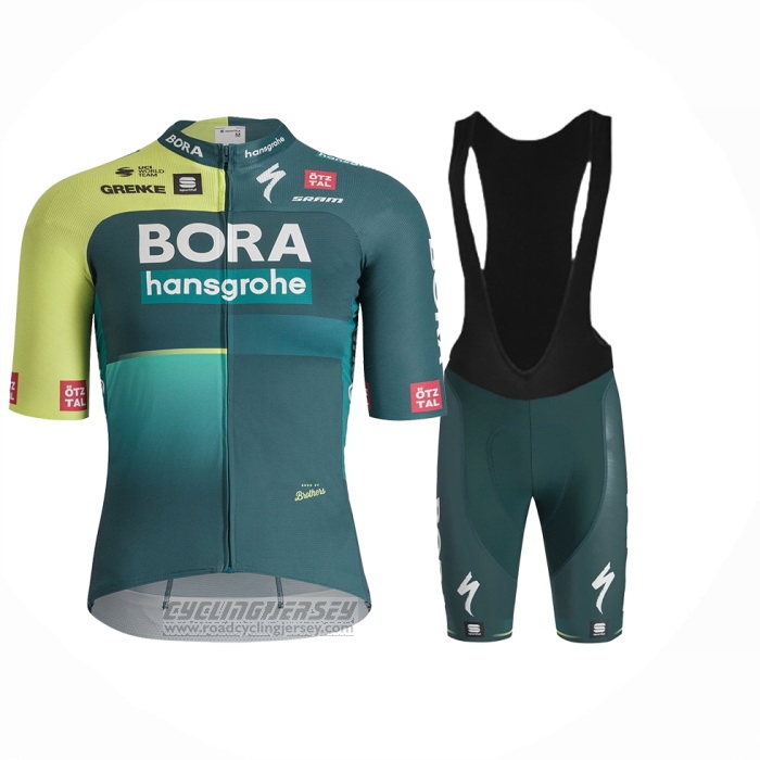 2024 Cycling Jersey Bora-Hansgrone Green Negro Short Sleeve And Bib Short